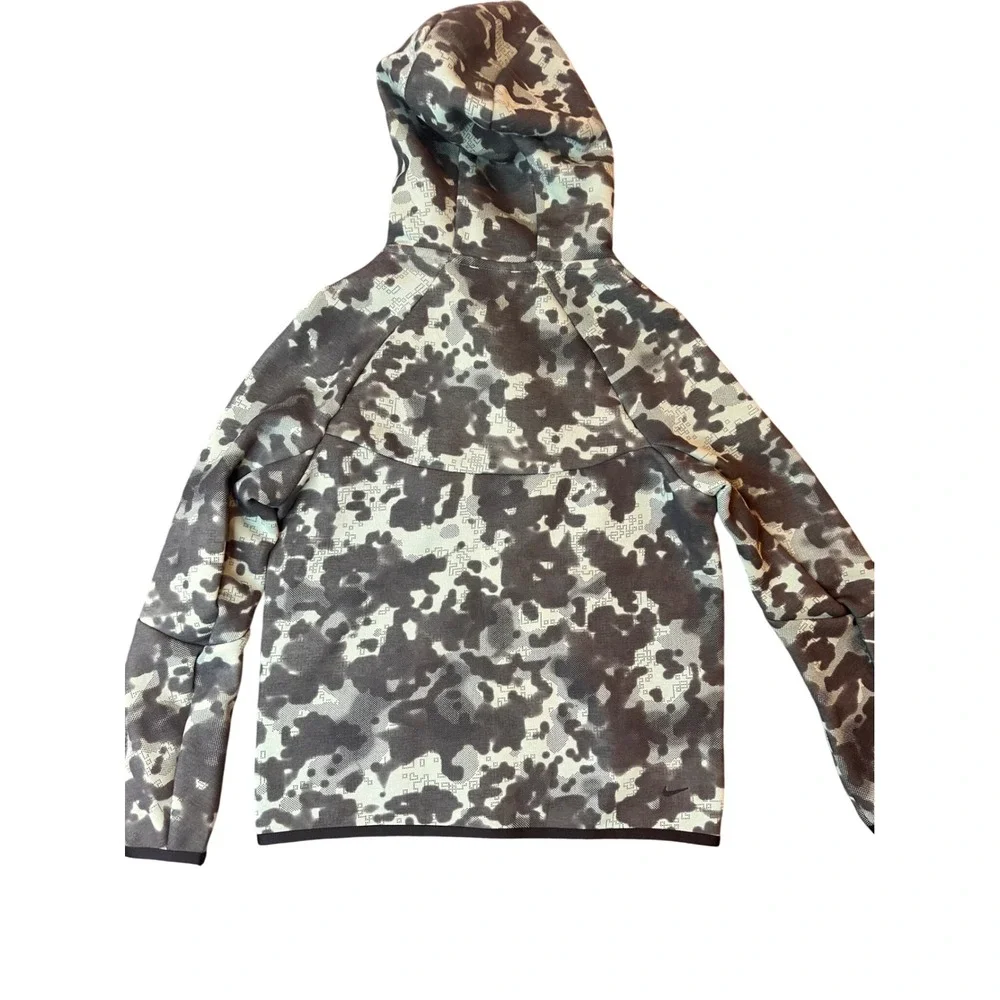 Nike Boys Tech Fleece Full Zip Hoodie Digital Camo Grey Mint HQ8891-017 XL